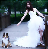 Dress Eleant Feather Strapless Lace Up Princess Luxury Front Short Back Long Wedding Dresses Plus Size