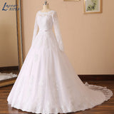 NICEB Ball Gown Wedding Dress Long Sleeves Robe De Mariee Fashion Charming Lace Appliques Backless O Neck Women Custom