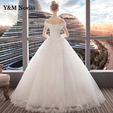 De Noiva 2023 Wedding Dress Custom Made Plus Size Free Shipping Vintage Boat Neck Bridal Gowns White Lace Appliques