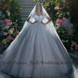 Princess Wedding Dress Ladies Glitter Tulle Sweetheart Bridal Dress Robe De Mariee Off Shoulder Arab Dubai فستان Mariée