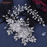 HP511 Alloy Flower Wedding Headband Bridal Hair Accessories Rhinestone Woman Headpiece with Comb Bride Headwear Jewelry