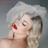 VA06 Birdcage Veil White Black Veil Face Veil Handband Bridal Veils with Crystal Blusher Veil Wedding Party Accesories