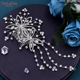 HP499 Crystal Flower Bridal Comb Rhinestone Wedding Hair Accessories Bride Tiara and Headdress Pageant Hair Jewelry