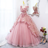 Maria Novia Primrose Grass Dark Pink Quinceanera Dresses Flower Plus Size Ball Gown Prom Dress Vestidos Princesa 15 Anos