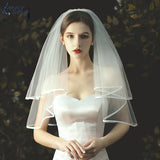 NICEB Short Wedding Veils White Ivory Wedding Accessories Short Elbow Length Veils Tulle Comb 2 Layers Bridal Veils