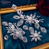 HP445 Luxury Bridal Headpiece Set Crystal Flower Wedding Headband Women Hair Ornament Jewelry Pearls Bride Headdress