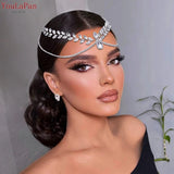 Bridal Tiara Woman Forehead Headband with Comb Wedding Hair Accessories Shiny Rhinestone Diadema Bride Headwear HP524