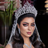 HP374 Golden Wedding Crown Crystal Bridal Tiara Women Headband Bride Hair Accessories Pageant Headdress Luxury Headwear