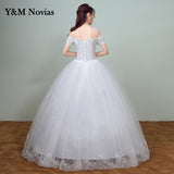 the Should White Wedding Dress 2023 New Korean Style Lace Appliques vestidos de noiva Sexy Boat Neck Bridal Dress pluse size