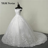 Vedio Luxury Lace Applique Plus Size Wedding Dress Embroidery 2023 New Long Train Sweetheart Bride Gown Vestidos De Noiva