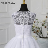 Novias Classic V Neck Sleeveless Wedding Dress 2023 Plus Size New A Line Ivory White Lace Romantic Bride Bridal Gown botton
