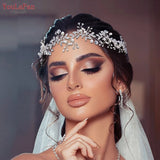 Crystal Wedding Headpiece Shiny Rhinestone Bridal Headband Bridesmaid Alloy Leaf Tiara Woman Wedding Hair Accessories