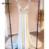 Beach Wedding Dress 2023 Spaghett Straps Robe Mariee Vintage Lace Appliques Boheme Wedding Dresses Vestidos de Nova