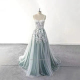 Sweetheart Neckline A-Line Wedding Dresses Spaghetti Straps Lace Appliques Sweep Train Bridal Gowns Custom Made