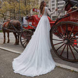 Aviana A-Line Tulle Wedding Dress Charming V-Neck Long Sleeves Court Train Bridal Gown Vestido De Novia Custom Made