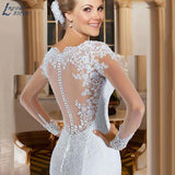 NICEB Mermaid Wedding Dress Pearls Beaded Lace Bridal Gowns For Bride Brazil Appliques Vestido De Novia Custom Made