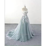 Sweetheart Neckline A-Line Wedding Dresses Spaghetti Straps Lace Appliques Sweep Train Bridal Gowns Custom Made