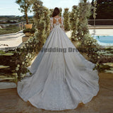 Ivory Wedding Dresses A Line Sexy V Long Sleeve Appliqued Lace Bride Gowns Robe De Mariee Boho 2023 Vestidos Novia 2023