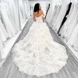 Elegant 2023 A-Line Wedding Dresses White Off The Shoulder Ruffled Bridal Gowns Boho Beach Evening Wedding Gown Custom Size