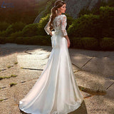 Long Sleeves Lace Mermaid Wedding Dress For Bride Satin Bridal Gowns Elegant Plus Size Custom Made Vestido De Novia 2023