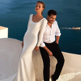 Elegant Mermaid Wedding Dresses Long Sleeve Square Neck Bridal Gowns Boho Beach Princess Evening Wedding Gowns Custom Size