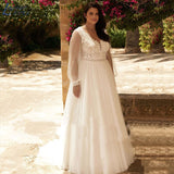 NICEB Vintage Plus Size Wedding Dress Full Sleeves Lace Appliques Bride Gowns Tulle Open Back A-Line Vestido De Casamento