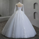 Elegant Luxury Pearls High Neck Wedding Dress 2023 Vintage Plus Size White Iovry Ball Gown Vestido De Noiva Real Photo