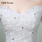 the Should White Wedding Dress 2023 New Korean Style Lace Appliques vestidos de noiva Sexy Boat Neck Bridal Dress pluse size