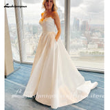 Satin Sweetheart Boho Wedding Dress 2023 Vestidos Civil Pleats Bridal Gown Custom Made trouwjurk Robe de mariee