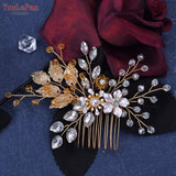 HP67 Golden Color Woman Comb Floral Bridal Headwear Wedding Hairpin Party Brides Hair Clips Headdresses Bridesmaid Gift