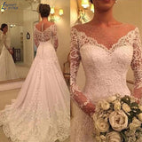 NICEB Long Sleeve Applique Mermaid Wedding Dresses Vintage Romantic Vestidos De Noiva Mariage Elegant Lace Robe De Mariée