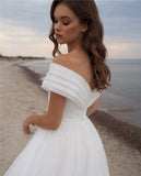 A-Line Organza Wedding Dress For Women 2023 Off The Shoulder Beach Bridal Gowns Backless Custom Made Vestido De Novia