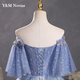New Gray Blue Quinceanera Dresses Plus Size Ball Gowns With Sleeves Puffy Dresses For Prom Sweet 16 Dress Vestido De 15anos