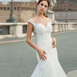 Lace Sweetheart Wedding Gown Mermaid 2023 Sexy Illusion Applique Bride Dress For Women Button Pleats Vestido De Novia