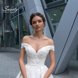 Dress With Crystal Off The Shoulder Tulle With Embroidery Robe Mariée Satin Sweetheart Sleeveless Bride Back Zipper