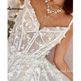 Boho Wedding Dress Lace Applqiues Floral Beading Backless Spaghetti Straps Bridal Gowns estido de noiva praiano