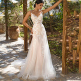 NICEB Sexy Wedding Dress Mermaid Women Backless Luxury Lace Appliques Bridal Gown Spaghetti Strap Tulle Vestidos De Novia