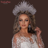 HP193P-C Trendy Bridal Hair Hoop Colorful Rhinestone Wedding Crown Handmade Bride Tiara Hair Accessories Woman Headband