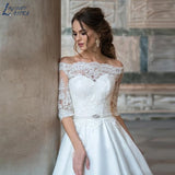 Half Sleeve Wedding Dresses Off The Shoulder Elegant Wedding Ball Gowns Lace Up Vestido De Novia Bride Dresses For Women