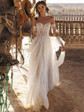 Appliqué Tassel Sleeve Wedding Dress For Women 2023 Vintage Sweetheart Backless Vestido De Noiva Custom Made Tulle Gown