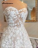 Full Lace Floral Sweetheart Neckline Princess Beach Wedding Dress 2023 Robe Chic Bridal Gown Women Custom Made