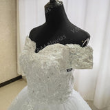 Novias New Off the Shoulder Vestido De Noiva White Ivory Plus Size Wedding Dresses Luxury Lace CRYSTAL Edge For Brides Gowns