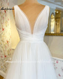 Pluning V Neck Pleat Boho Wedding Dress 2023 Summer Fairy Robe Civil Bridal Gowns Custom Made vestito da sposa