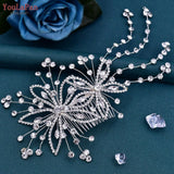 HP499 Crystal Flower Bridal Comb Rhinestone Wedding Hair Accessories Bride Tiara and Headdress Pageant Hair Jewelry