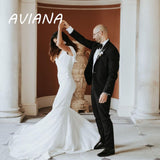 Elegant Off The Shoulder Wedding Dresses 2023 Backless Mermaid With Button Simple Satin Bridal Gowns Vestido De Noiva
