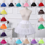 Women Girls Ruffled Short Petticoat Solid White Color Fluffy Bubble Tutu Skirt Puffy Half Slip Prom Crinoline Underskirt