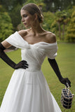 Sale Sweetheart Tulle Wedding Dresses Off the Shoulder With Bow Open Back Bridal Gown Vestido De Novia