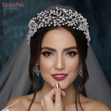 HP446 Bridal Tiaras Crystal Pearl Headband Wedding Headwear Bride Hair Accessories Women Headpiece Pageant Head Jewelry