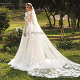 Women's Elegant Wedding Dresses Lace Applique Long Sleeve Sexy Backless Muslim Princess Bridal Gown 2023 Vestido De Noive