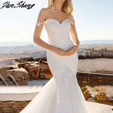 Sexy Off The Shoulder Wedding Dress Mermaid For Women Lace Appliques Bride Gown Sweetheart Lace Up Vestidos De Noiva